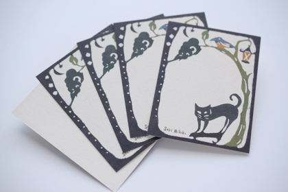 【取扱終了】関美穂子　メッセージカード　黒猫の商品写真
