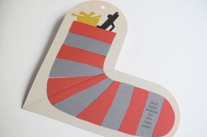 【取扱終了】トナカイとプレゼント(靴下） クリスマスカードの商品写真