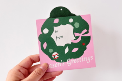 ピンクリース クリスマスカードの商品写真