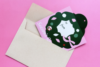 ピンクリース クリスマスカードの商品写真