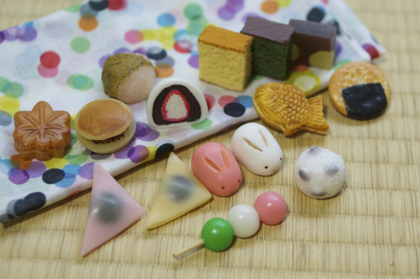 和菓子マグネット たい焼き 錦玉羹 もみじ饅頭の商品写真