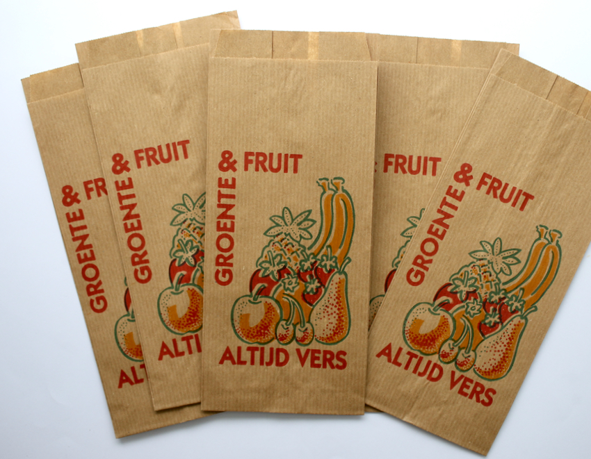 オランダ 果物屋さんの袋 茶筋/紙袋 ラッピング マルシェ袋（海外の 