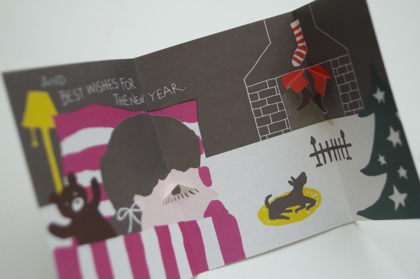 【取扱終了】暖炉と女の子 クリスマスカード の商品写真