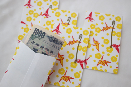 ポチ袋 三ツ折 豆折鶴の商品写真